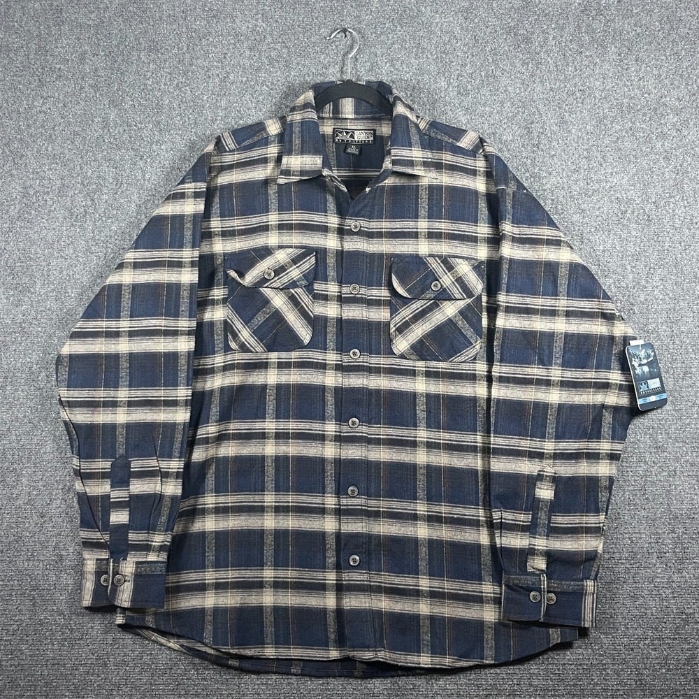 NWT Canyon Guide Outfitters Flannel Shirt Jacket Blue Plaid Mens Size XL #3260